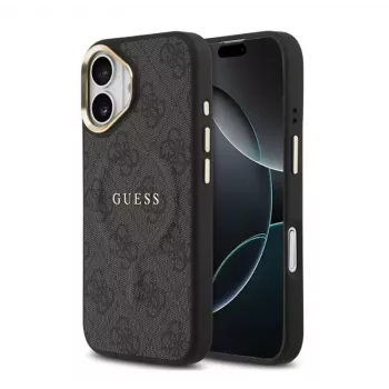 Guess Apple iPhone 17 PU-nahka 4G Goldrahmen MagSafe -kotelo musta