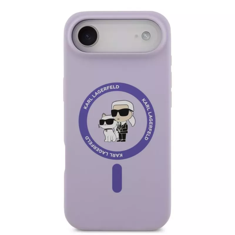 Karl Lagerfeld Apple iPhone Air Liquid Silicone Karl and Choupette MagSafe -kotelo violetti