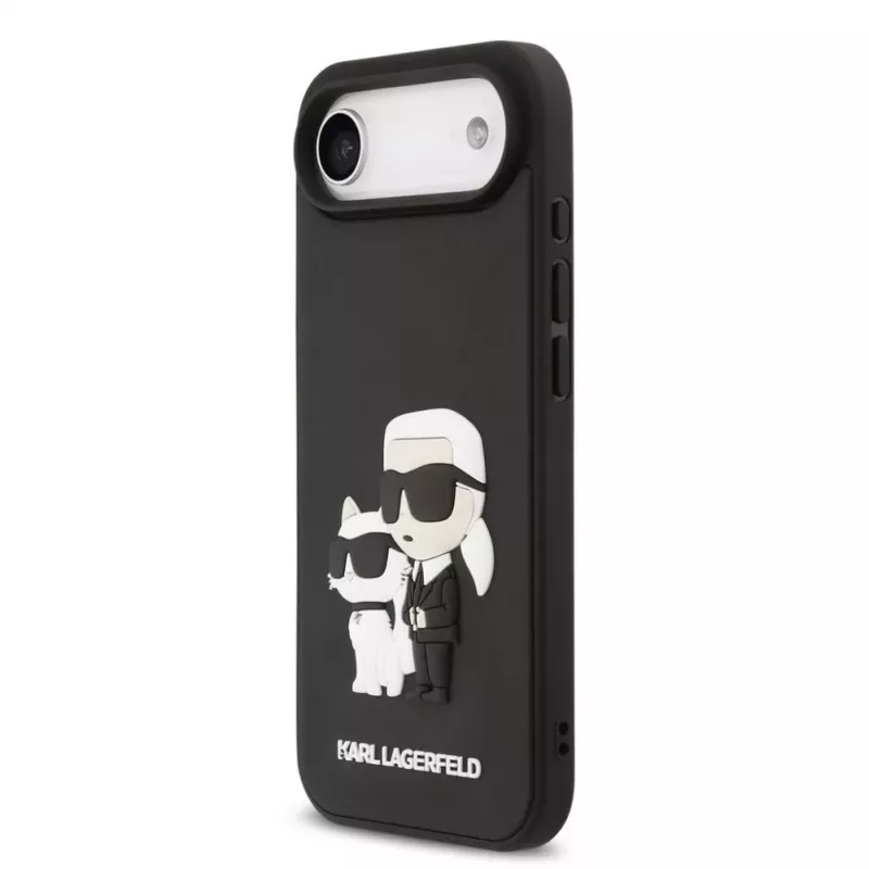 Karl Lagerfeld 3D Rubber Karl and Choupette -suojakotelo iPhone Airille, musta