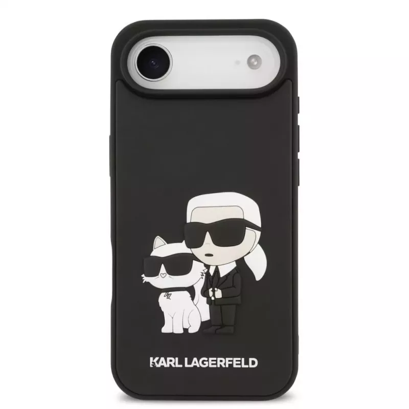 Karl Lagerfeld 3D Rubber Karl and Choupette -suojakotelo iPhone Airille, musta