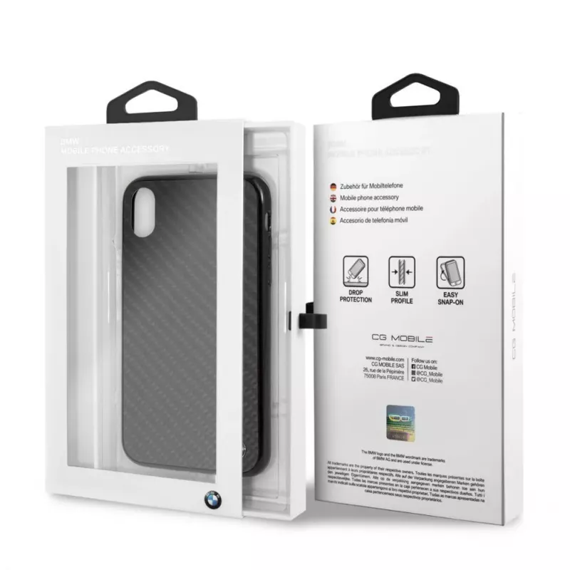 BMW Apple iPhone XR Signature -kovakotelo aito hiilikuitu musta