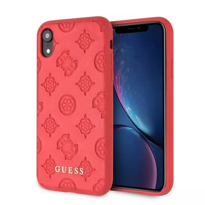 Guess Apple iPhone XR Debossed PU Leather -kovakotelo peony punainen