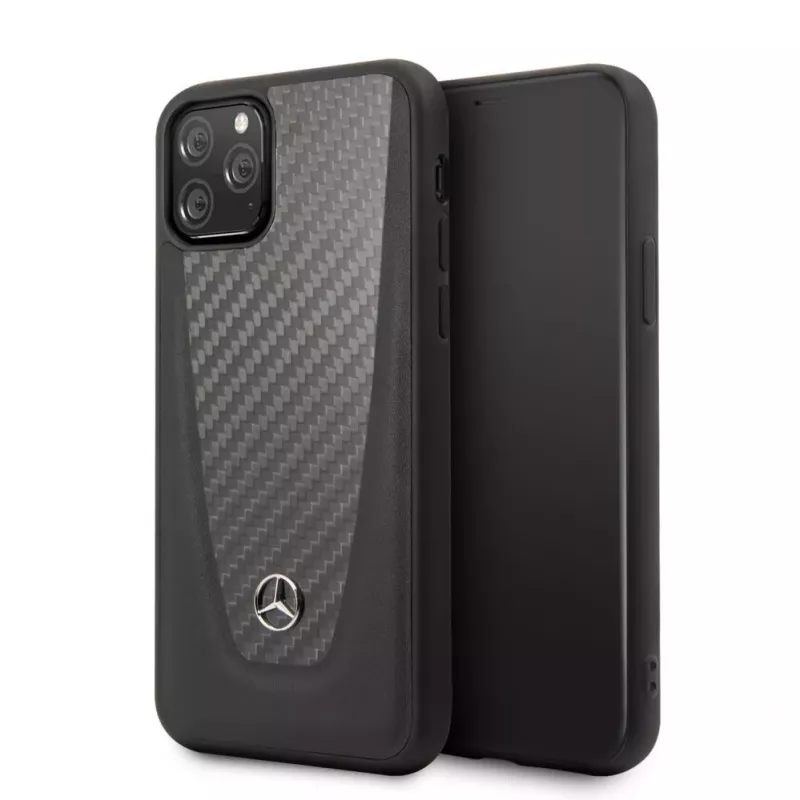 Mercedes-Benz Apple iPhone 11 Pro -kovakotelo nahka hiilikuitu musta