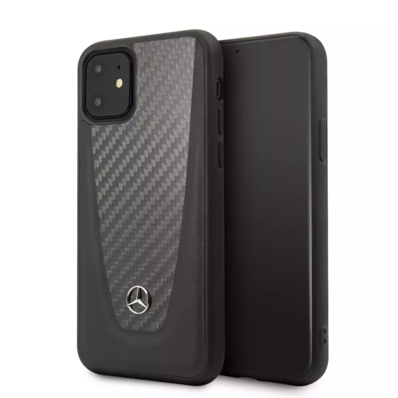 Mercedes-Benz Apple iPhone 11 -kovakotelo nahka hiilikuitu musta