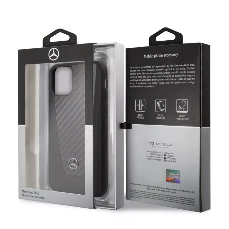 Mercedes-Benz Apple iPhone 11 -kovakotelo nahka hiilikuitu musta