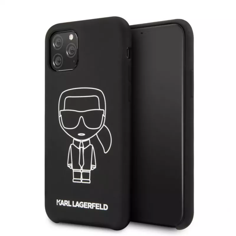 Karl Lagerfeld Apple iPhone 11 Pro silikoninen Ikonik White Outline Black -suojakuori