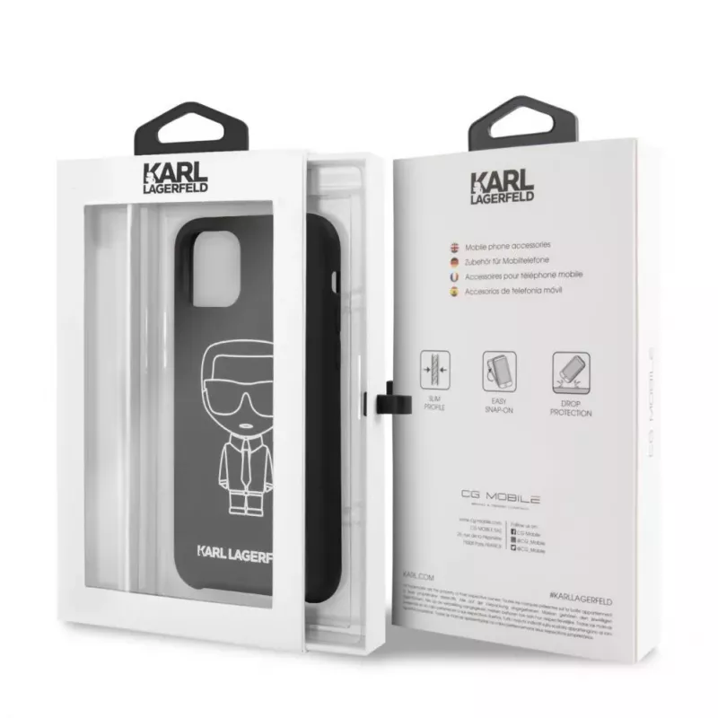 Karl Lagerfeld Apple iPhone 11 Pro silikoninen Ikonik White Outline Black -suojakuori