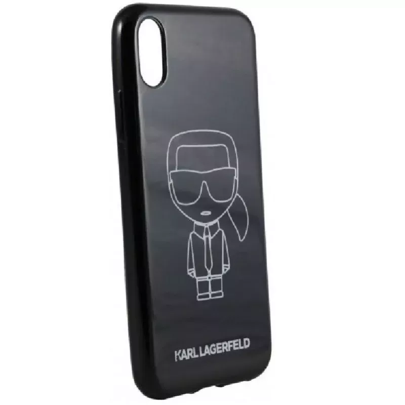Karl Lagerfeld iPhone XR PC/TPU Glitter Ikonik White Outline musta