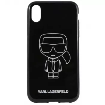 Karl Lagerfeld iPhone XR PC/TPU Glitter Ikonik White Outline musta