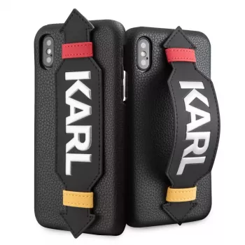 Karl Lagerfeld Apple iPhone X/XS PU-kotelo hihnalla musta