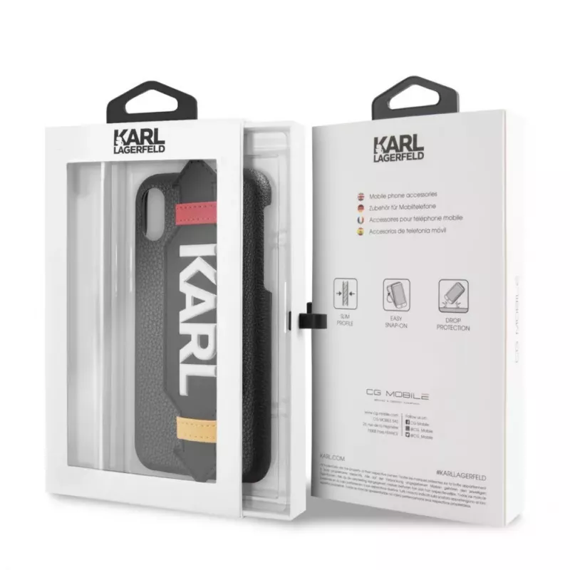 Karl Lagerfeld Apple iPhone X/XS PU-kotelo hihnalla musta