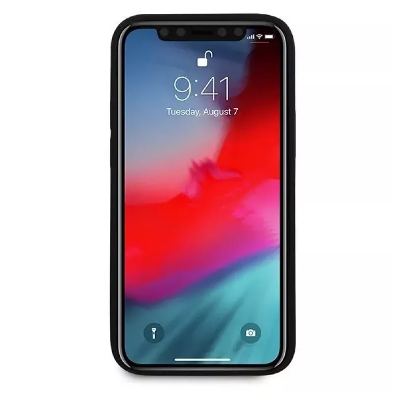 Guess GUHCP12SVSATMLRE Saffiano-kovakotelo Apple iPhone 12 Mini - punainen
