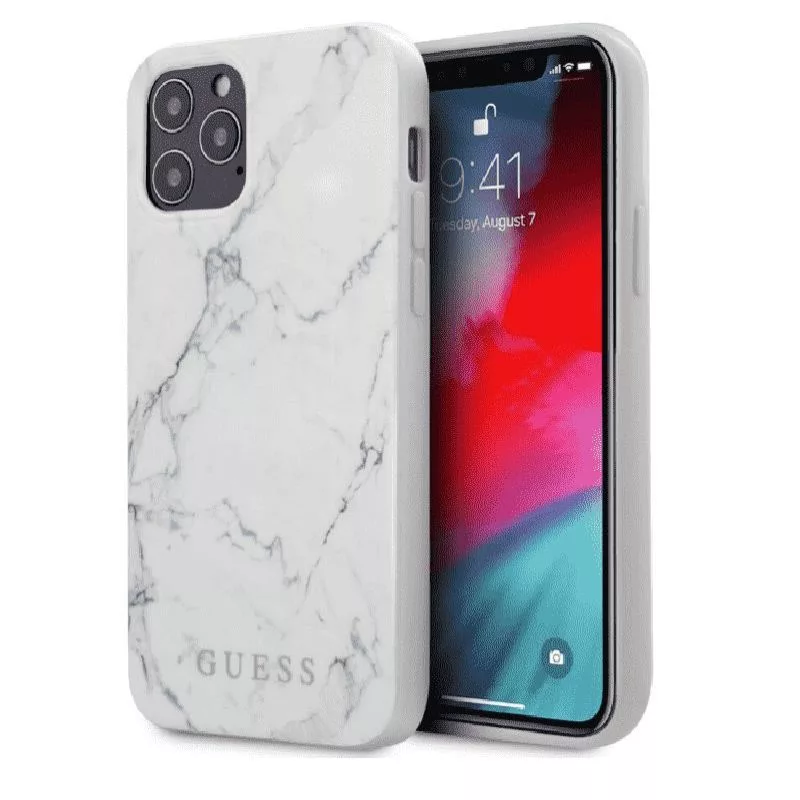 Guess Apple iPhone 12/12 Pro PC/TPU Marmori-kotelo valkoinen