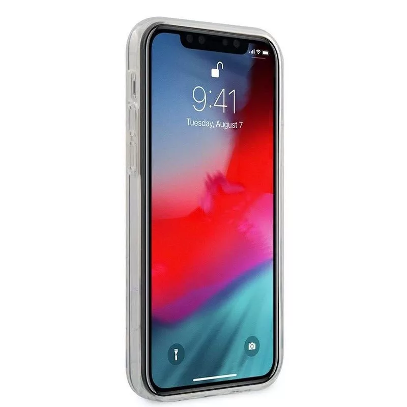 Guess iPhone 12/12 Pro PC/TPU Denim Triangle -kotelo vaaleansininen