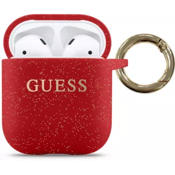Guess AirPods Pro Glitter -silikonikotelo punainen