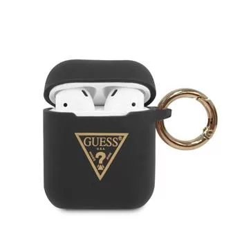 Guess Triangle -silikonikotelo AirPods Pro (1. & 2. gen) - musta