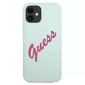 Guess Apple iPhone 12 Mini 5,4 inch Vintage Fuschia Script -kuori sininen