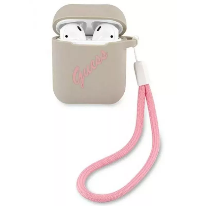 Guess Apple AirPods 1/2 -kuori Silicone Vintage -kotelo harmaa