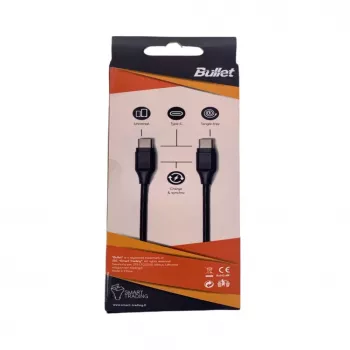 BULLET USB-C–USB-C-kaapeli 1m, 2,4A musta