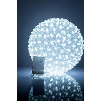 iLike Bumba ar puķēm 465 200LED D-20cm valkoinen koristeellinen pallovalaisin kukkakuviolla