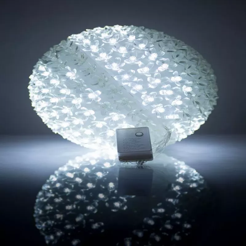 iLike Bumba ar puķēm 466 300LED D-25cm valkoinen koristeellinen LED-valopallo