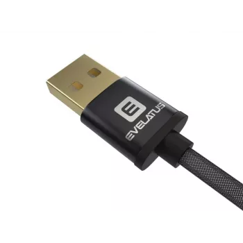 Evelatus datakaapeli Micro USB EDC02 Dual Side Gold Plated Connectors musta