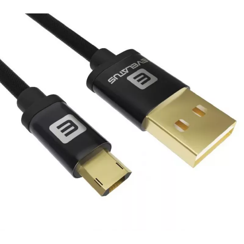 Evelatus datakaapeli Micro USB EDC02 Dual Side Gold Plated Connectors musta