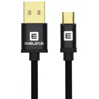 Evelatus datakaapeli Micro USB EDC02 Dual Side Gold Plated Connectors musta