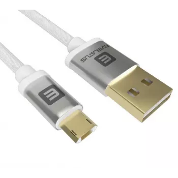 Evelatus yleisdatakkaapeli Micro USB EDC02 Dual Side Gold Plated Connectors valkoinen