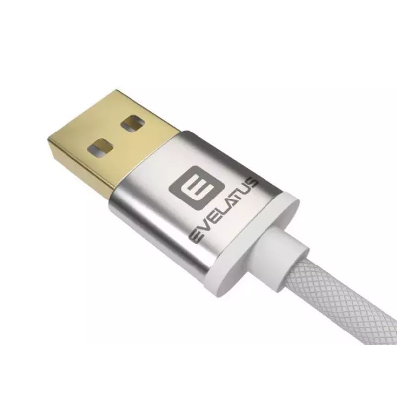 Evelatus yleisdatakkaapeli Micro USB EDC02 Dual Side Gold Plated Connectors valkoinen