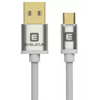 Evelatus yleisdatakkaapeli Micro USB EDC02 Dual Side Gold Plated Connectors valkoinen