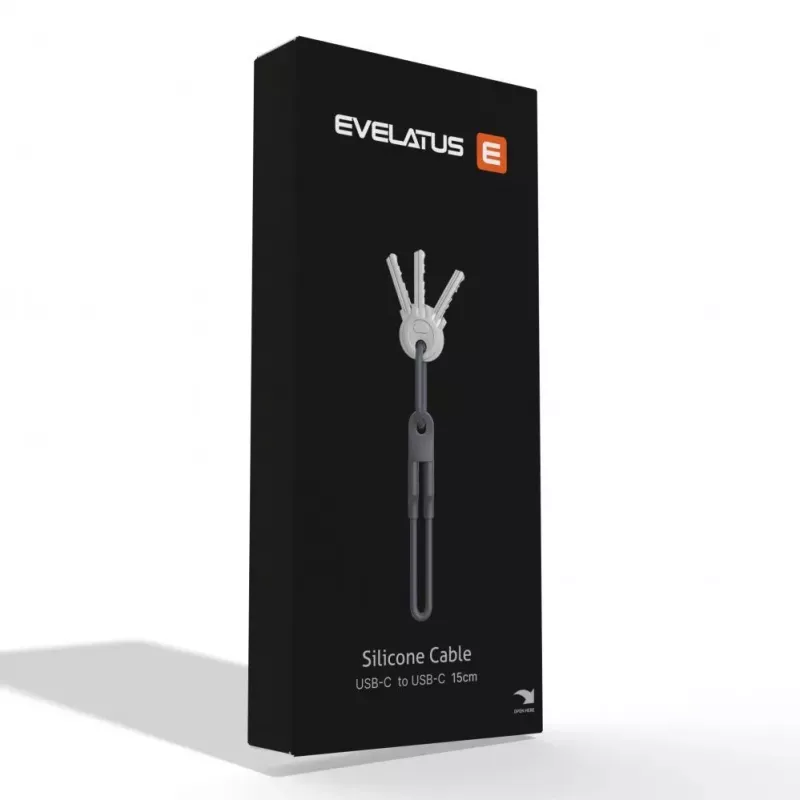 Evelatus USB-C–USB-C-silikonikaapeli 0,2M harmaa