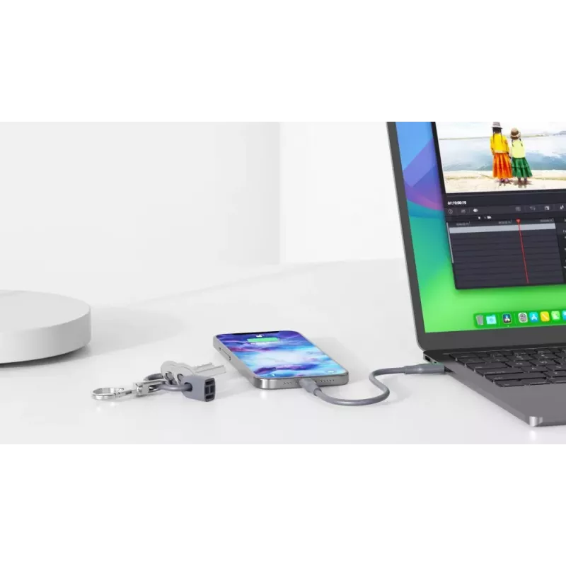 Evelatus USB-C–USB-C-silikonikaapeli 0,2M harmaa