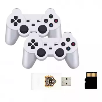 GameBox HY00 64-bittinen retro 20K peli 4K HDMI -tikkukonsoli / Android-box 2x langattomalla ohjaimella valkoinen