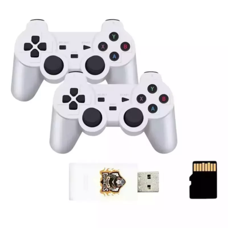 GameBox HY00 64-bittinen retro 20K peli 4K HDMI -tikkukonsoli / Android-box 2x langattomalla ohjaimella valkoinen