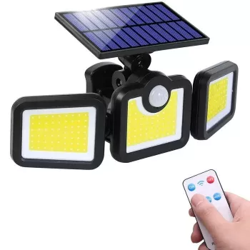 Elight Solar Sensor Wall Light 3in1 LS6 liiketunnistimella, kaukosäätimellä ja kaapeloidulla aurinkopaneelilla musta