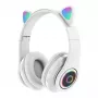 Bemi B39 lasten kissa Bluetooth langaton headset FM-radiolla, MP3:lla, MicroSD:llä ja puheluilla - valkoinen