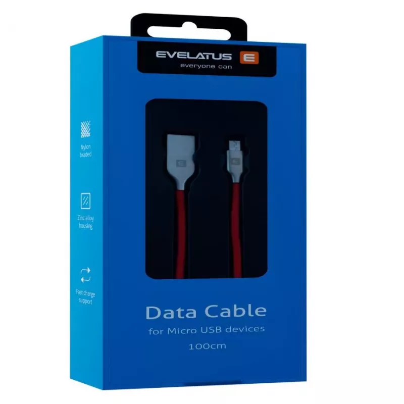 Evelatus Micro-USB-kaapeli EDC04 punainen 1m
