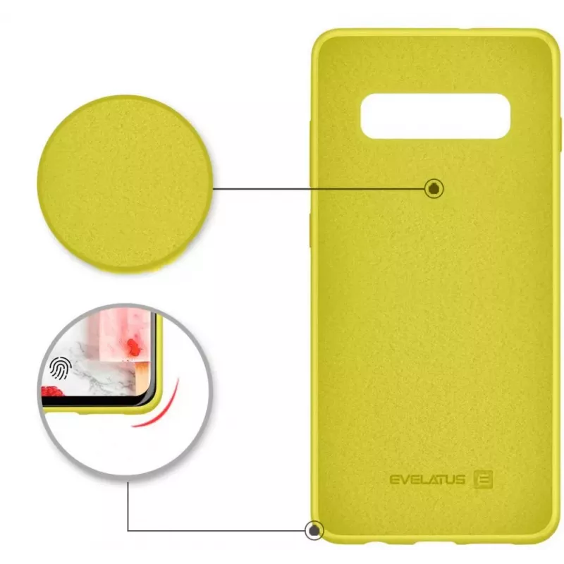 Evelatus Samsung Galaxy S10 Nano Silicone -kotelo Soft Touch TPU keltainen