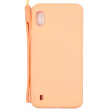 Evelatus Samsung Galaxy A10 Soft Touch -silikonikuori ja hihna pinkki