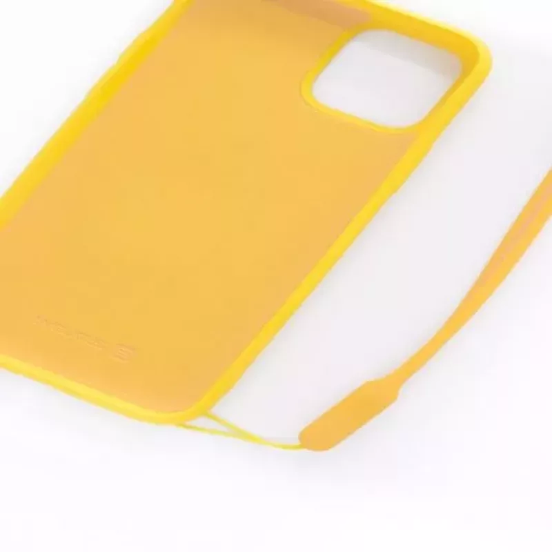 Evelatus Apple iPhone 11 Pro Soft Touch -silikonikuori ja kantohihna keltainen