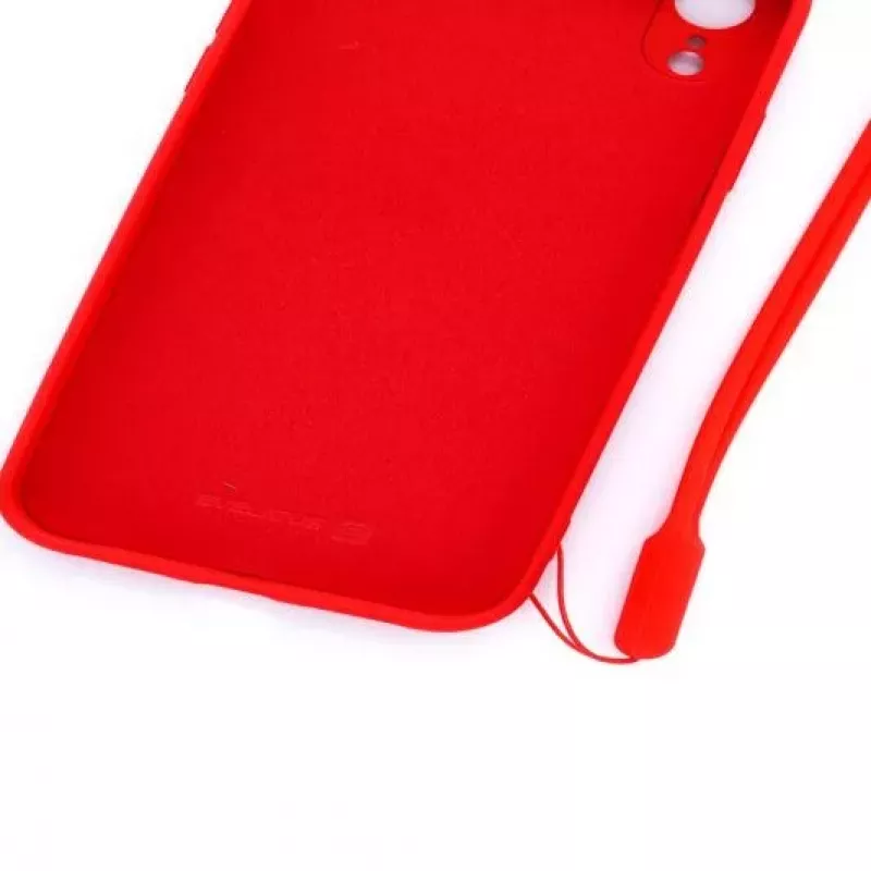 Evelatus Apple iPhone XR Soft Touch -silikonikuori ja hihna punainen