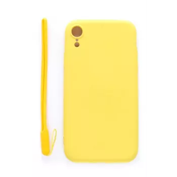 Evelatus Apple iPhone XR Soft Touch -silikonikuori ja hihna keltainen