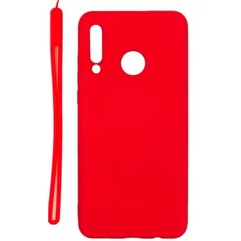 Evelatus Huawei P30 Lite Soft Touch -silikonikuori ja hihna punainen