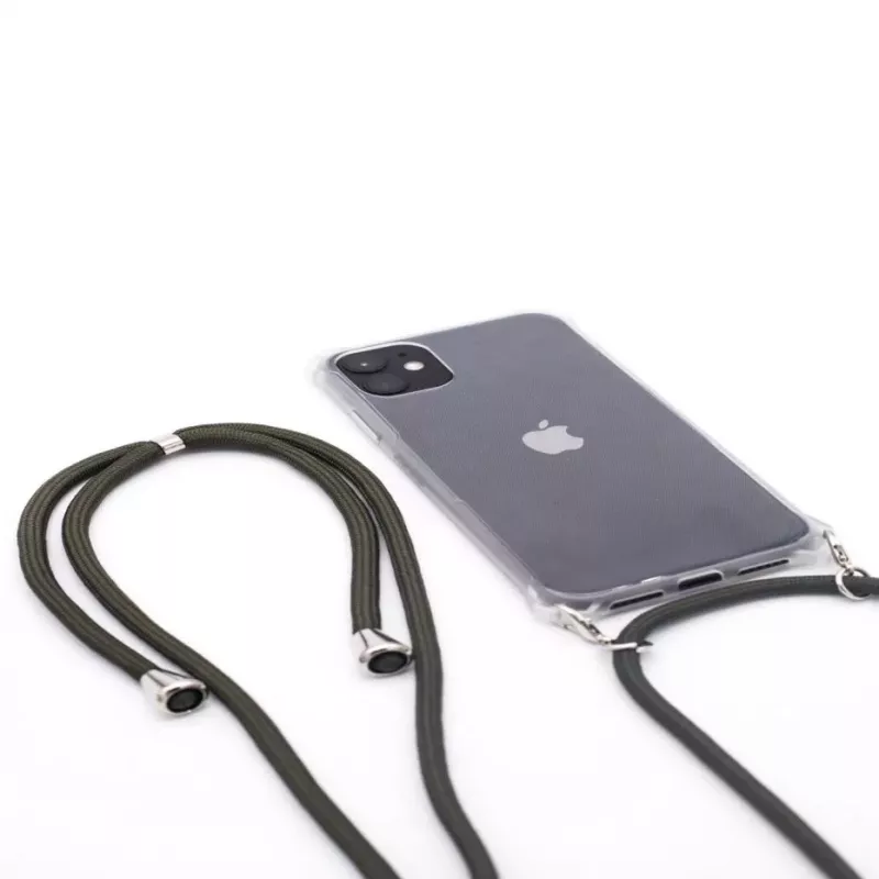 Evelatus Apple iPhone 11 Pro Max kotelo nauhalla vihreä läpinäkyvä