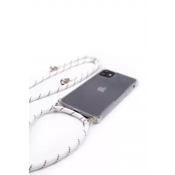 Evelatus Apple iPhone X/XS kotelo köydellä valkoiset raidat läpinäkyvä