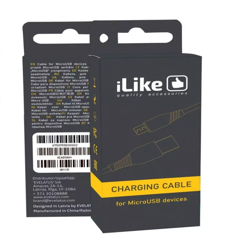 iLike latauskaapeli MicroUSB ICM01 valkoinen