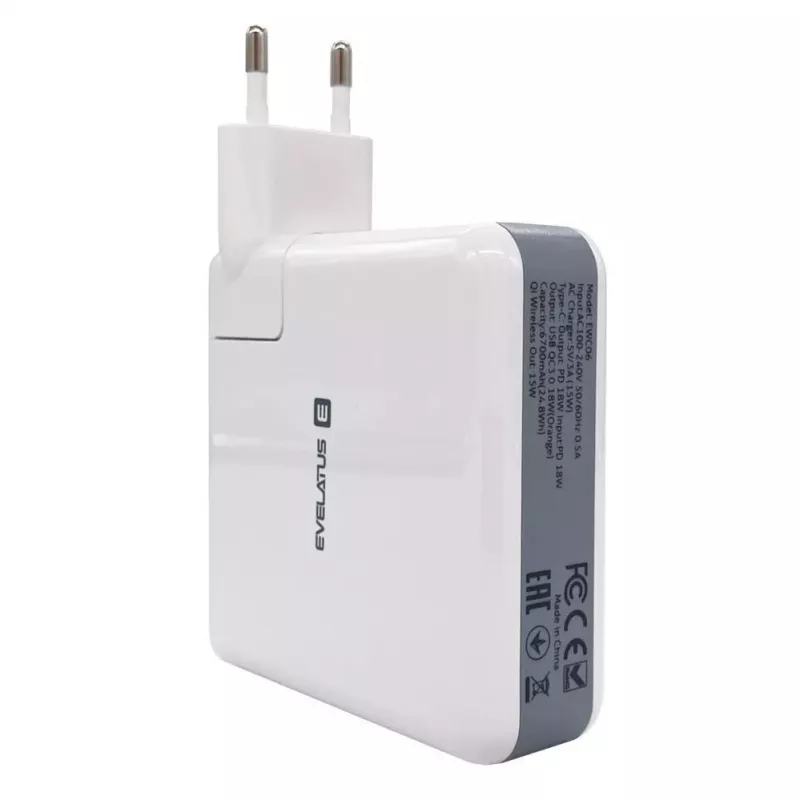 Evelatus Travel Adapter langaton laturi EWC06 valkoinen
