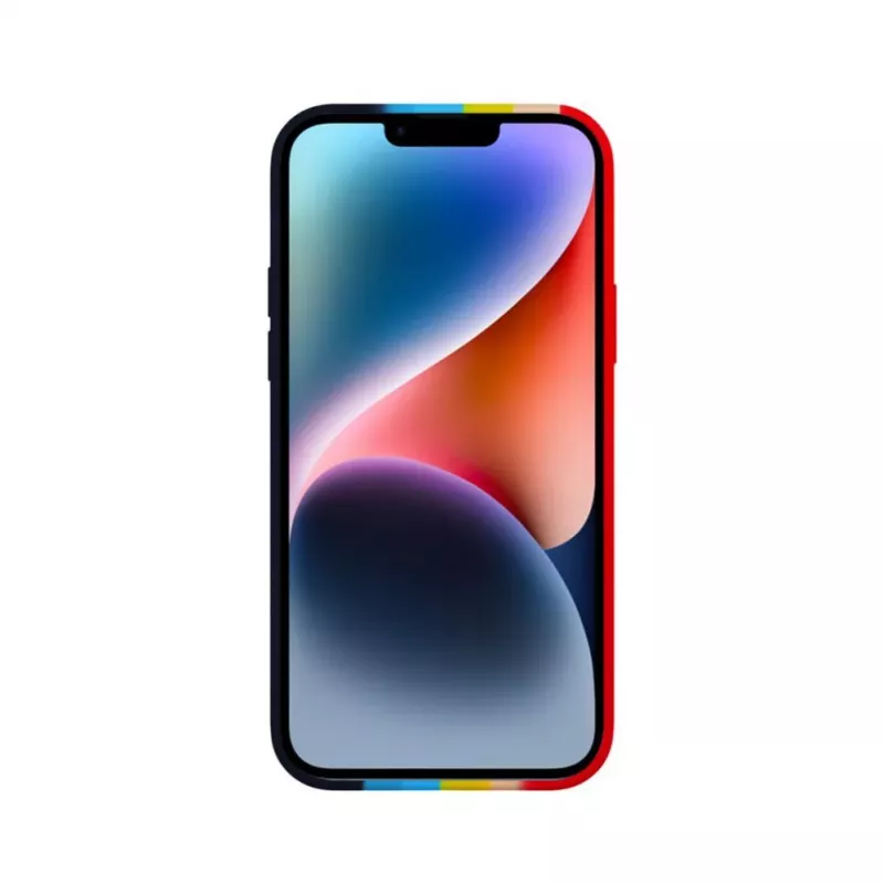 Evelatus Apple iPhone 14 silikonikotelo monivärinen sateenkaari