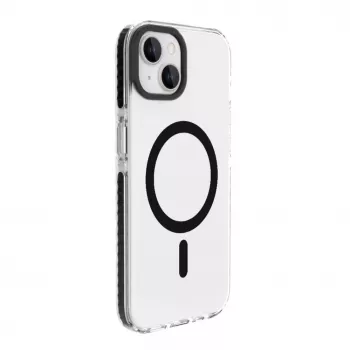 Evelatus Apple iPhone 15 Plus Clear Case PC+TPU With MagSafe läpinäkyvä musta